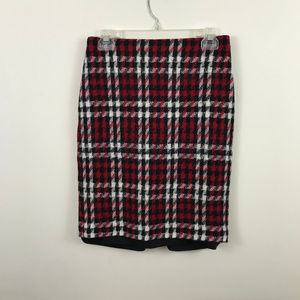 Talbots red and white plaid wool skirt